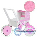Drewniany wózek dla lalek z daszkiem ECOTOYS ECOTOYS