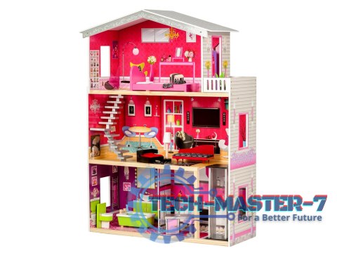 Duży drewniany domek z windą dla lalek - Rezydencja Malibu ECOTOYS ECOTOYS Duży drewniany domek z windą dla lalek - Rezydencja Malibu ECOTOYS ECOTOYS