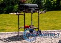 Duży grill ogrodowy z regulacją rusztu drewniane półki ModernHome