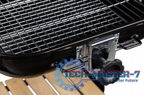 Duży grill ogrodowy z regulacją rusztu drewniane półki ModernHome Duży grill ogrodowy z regulacją rusztu drewniane półki ModernHome