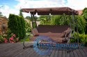 Huśtawka ogrodowa rozkładana 2w1 poduszki brązowa ModernHome