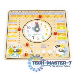 Drewniana tablica manipulacyjna kalendarz zegar ECOTOYS ECOTOYS