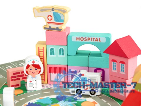 Drewniane klocki edukacyjne miasto mata 121 sztuk ECOTOYS ECOTOYS Drewniane klocki edukacyjne miasto mata 121 sztuk ECOTOYS ECOTOYS