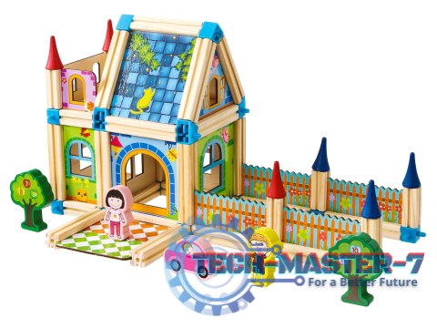 Drewniane klocki konstrukcyjne budowanie domek 6w1 ECOTOYS ECOTOYS Drewniane klocki konstrukcyjne budowanie domek 6w1 ECOTOYS ECOTOYS
