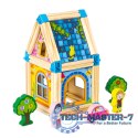 Drewniane klocki konstrukcyjne budowanie domek 6w1 ECOTOYS ECOTOYS
