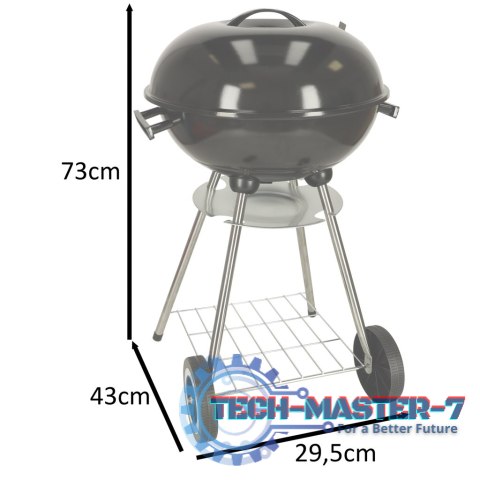Grill ogrodowy węglowy na brykiet zamykany z pokrywą wentylacją i półką Grill ogrodowy węglowy na brykiet zamykany z pokrywą wentylacją i półką