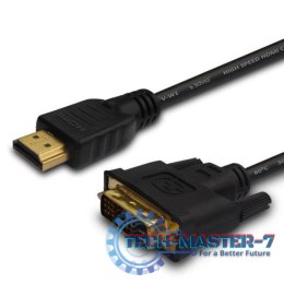 Kabel HDMI 19 pin (M) - DVI 18+1 (M) 1,8m, złote końcówki, CL-139