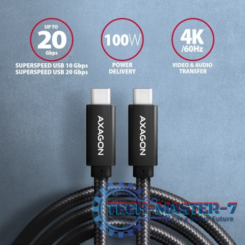 BUCM32-CM15AB Kabel USB-C - USB-C 3.2 Gen 2, 1.5m, PD 100W, 5A, 4K HD, ALU, oplot, czarny BUCM32-CM15AB Kabel USB-C - USB-C 3.2 Gen 2, 1.5m, PD 100W, 5A, 4K HD, ALU, oplot, czarny