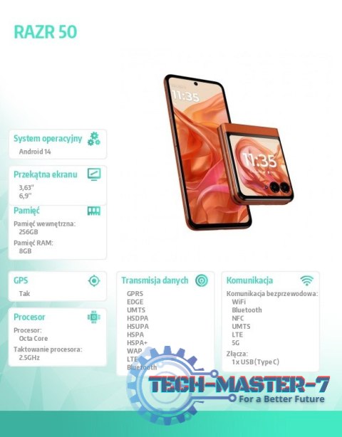 Smartfon RAZR 50 8/256 Spritz Orange Smartfon RAZR 50 8/256 Spritz Orange