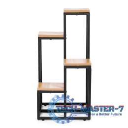 Kwietnik regał na kwiaty ozdoby 4 półki metal MDF jasny orzech ModernHome ModernHome