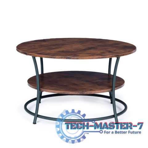 Stolik kawowy okrągły ława z półką industrial ModernHome ModernHome Stolik kawowy okrągły ława z półką industrial ModernHome ModernHome