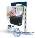 Ładowarka GaN 1xUSB-A 1xUSB-C LCD 30W PD QC3.0 czarna