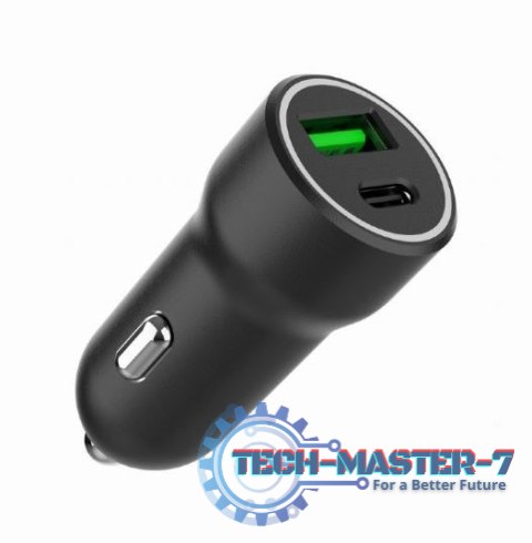 Ładowarka samochodowa USB-A/USB-C 20W PD czarna Ładowarka samochodowa USB-A/USB-C 20W PD czarna