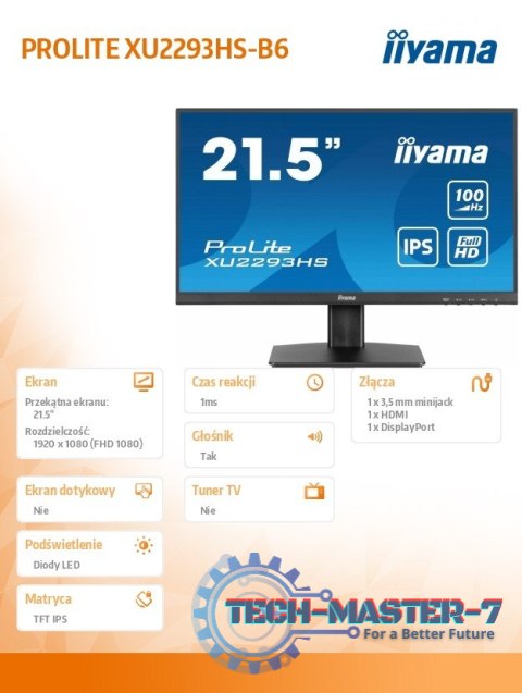 Monitor 21,5 cala XU2293HS-B6 IPS/HDMI/DP/SLIM/2x1W Monitor 21,5 cala XU2293HS-B6 IPS/HDMI/DP/SLIM/2x1W