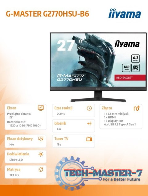Monitor 27 cali G2770HSU-B6 0.2ms,IPS,DP,HDMI,180Hz Monitor 27 cali G2770HSU-B6 0.2ms,IPS,DP,HDMI,180Hz
