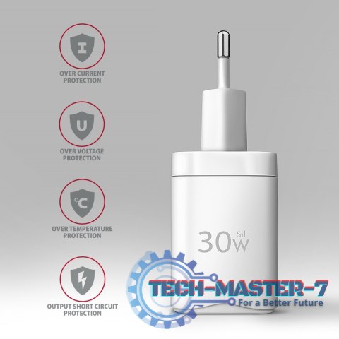 ACU-PD30W Ładowarka sieciowa PD 30W, 1x port USB-C, PD3.0/QC3.0/AFC/FCP/Apple Biała ACU-PD30W Ładowarka sieciowa PD 30W, 1x port USB-C, PD3.0/QC3.0/AFC/FCP/Apple Biała
