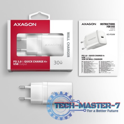 ACU-PD30W Ładowarka sieciowa PD 30W, 1x port USB-C, PD3.0/QC3.0/AFC/FCP/Apple Biała ACU-PD30W Ładowarka sieciowa PD 30W, 1x port USB-C, PD3.0/QC3.0/AFC/FCP/Apple Biała