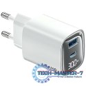 Ładowarka sieciowa 30W GaN LED USB+USB-C CC229 Fast Charging Biała