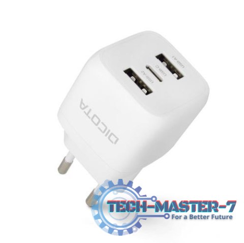 Ładowarka GaN 32W 2xUSB-A 1xUSB-C biała Ładowarka GaN 32W 2xUSB-A 1xUSB-C biała
