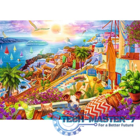 Puzzle 1000 elementów Premium Plus Quality Z wizytą na Santorini Puzzle 1000 elementów Premium Plus Quality Z wizytą na Santorini