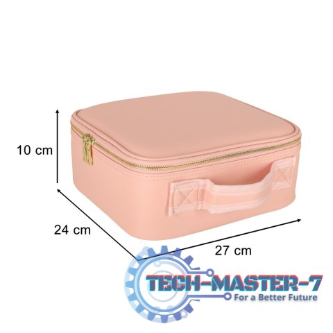 Kosmetyczka organizer na kosmetyki biżuterię kuferek z lusterkiem 10-krotne powiększenie różowy Kosmetyczka organizer na kosmetyki biżuterię kuferek z lusterkiem 10-krotne powiększenie różowy