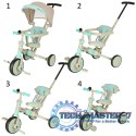 Rowerek trójkołowy TRIKE FIX V4 rower biegowy 6w1 daszek prowadnik pasy niebieski szary