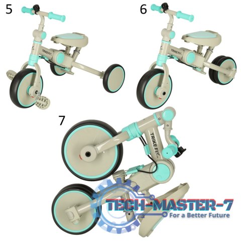 Rowerek trójkołowy TRIKE FIX V4 rower biegowy 6w1 daszek prowadnik pasy niebieski szary Rowerek trójkołowy TRIKE FIX V4 rower biegowy 6w1 daszek prowadnik pasy niebieski szary