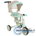 Rowerek trójkołowy TRIKE FIX V4 rower biegowy 6w1 daszek prowadnik pasy niebieski szary