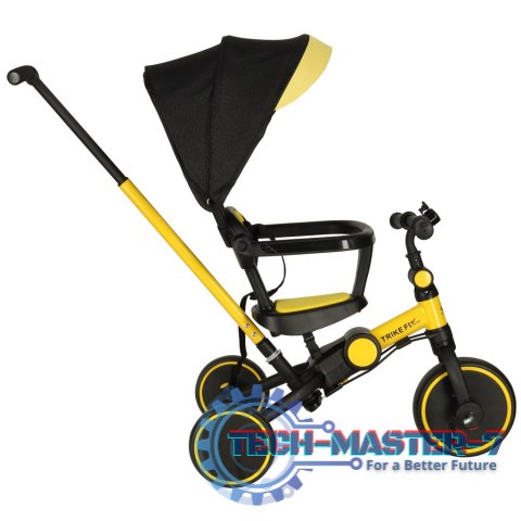 Rowerek trójkołowy TRIKE FIX V4 rower biegowy 6w1 daszek prowadnik pasy żółty czarny Rowerek trójkołowy TRIKE FIX V4 rower biegowy 6w1 daszek prowadnik pasy żółty czarny