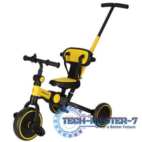 Rowerek trójkołowy TRIKE FIX V4 rower biegowy 6w1 daszek prowadnik pasy żółty czarny Rowerek trójkołowy TRIKE FIX V4 rower biegowy 6w1 daszek prowadnik pasy żółty czarny