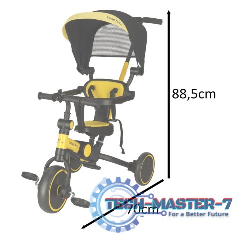 Rowerek trójkołowy TRIKE FIX V4 rower biegowy 6w1 daszek prowadnik pasy żółty czarny Rowerek trójkołowy TRIKE FIX V4 rower biegowy 6w1 daszek prowadnik pasy żółty czarny