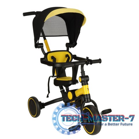 Rowerek trójkołowy TRIKE FIX V4 rower biegowy 6w1 daszek prowadnik pasy żółty czarny Rowerek trójkołowy TRIKE FIX V4 rower biegowy 6w1 daszek prowadnik pasy żółty czarny