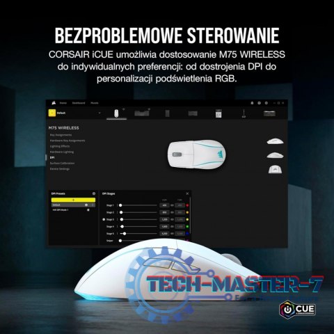 Myszka bezprzewodowa M75 biała RGB Myszka bezprzewodowa M75 biała RGB