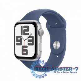 Watch SE GPS, koperta 44 mm z aluminium w kolorze srebrnym z paskiem sportowym w kolorze denim - rozmiar S/M