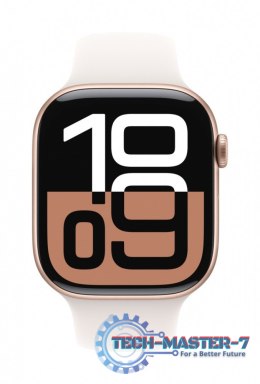 Watch Series 10 GPS, koperta 46 mm z aluminium w kolorze różowego złota z paskiem sportowym w kolorze łagodnego różu - rozmiar M