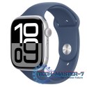 Watch Series 10 GPS, koperta 46 mm z aluminium w kolorze srebrnym z paskiem sportowym w kolorze denim - rozmiar S/M
