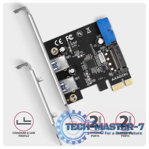 PCEU-232RS Kontroler PCIe 2+2x port USB 3.2 GEN 1, UASP, SP & LP 15-pin SATA zasilacz PCEU-232RS Kontroler PCIe 2+2x port USB 3.2 GEN 1, UASP, SP & LP 15-pin SATA zasilacz