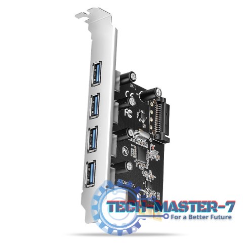 PCEU-430RS Kontroler PCIe 4x port USB 3.2 GEN 1, UASP, chipset Renesas, 15-pin SATA zasilacz PCEU-430RS Kontroler PCIe 4x port USB 3.2 GEN 1, UASP, chipset Renesas, 15-pin SATA zasilacz
