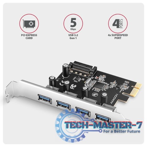 PCEU-430RS Kontroler PCIe 4x port USB 3.2 GEN 1, UASP, chipset Renesas, 15-pin SATA zasilacz PCEU-430RS Kontroler PCIe 4x port USB 3.2 GEN 1, UASP, chipset Renesas, 15-pin SATA zasilacz
