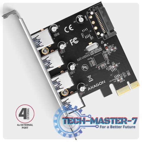 PCEU-430RS Kontroler PCIe 4x port USB 3.2 GEN 1, UASP, chipset Renesas, 15-pin SATA zasilacz PCEU-430RS Kontroler PCIe 4x port USB 3.2 GEN 1, UASP, chipset Renesas, 15-pin SATA zasilacz