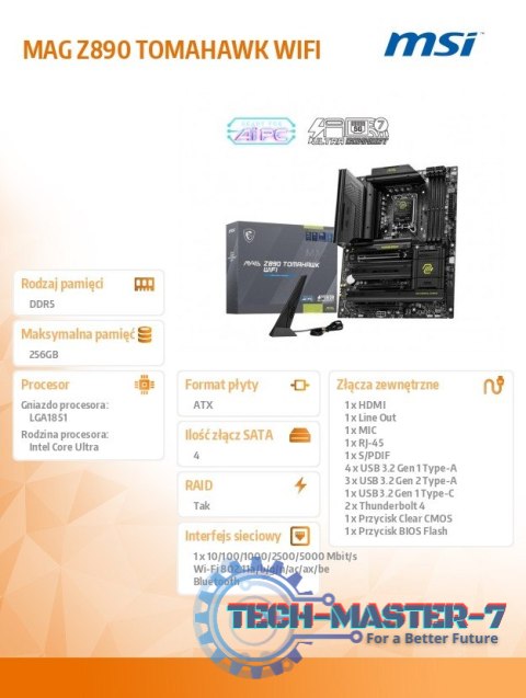 Płyta główna MAG Z890 TOMAHAWK WIFI s1851 4DDR5 ATX Płyta główna MAG Z890 TOMAHAWK WIFI s1851 4DDR5 ATX