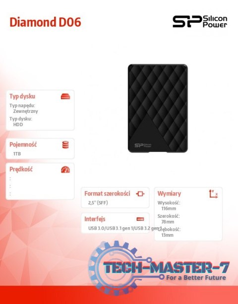 Dysk twardy Diamond D06 1TB USB 3.2 czarny Dysk twardy Diamond D06 1TB USB 3.2 czarny