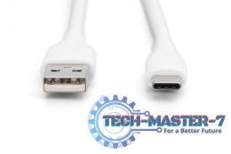 Kabel zasilający silikonowy USB-A - USB-C, USB 2.0 60W, 1m Biały