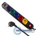 Listwa zasilająca 1,5m 250VAC/10A MCE509 B 2500 Q, IP20, 6 gniazd, prąd znamionowy 10A, czarny