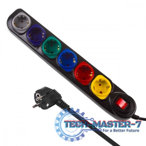 Listwa zasilająca 1,5m 250VAC/10A MCE509 B 2500 Q, IP20, 6 gniazd, prąd znamionowy 10A, czarny Listwa zasilająca 1,5m 250VAC/10A MCE509 B 2500 Q, IP20, 6 gniazd, prąd znamionowy 10A, czarny