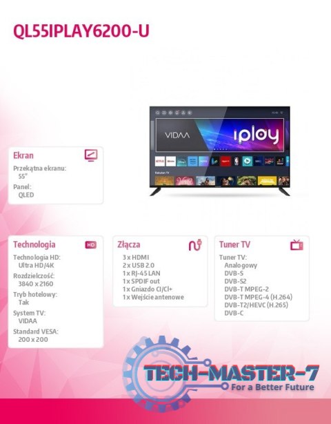 Telewizor QLED 55 cali QL55IPLAY6200-U Telewizor QLED 55 cali QL55IPLAY6200-U