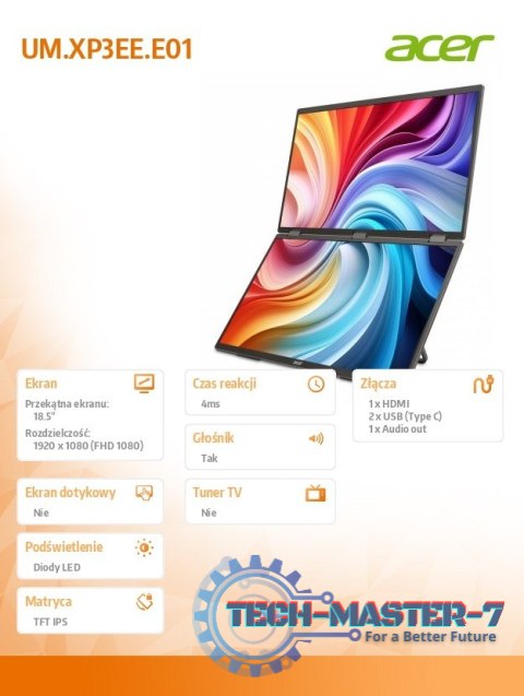 Monitor mobilny dual IPS 19 cali PD193QEbmiuux Monitor mobilny dual IPS 19 cali PD193QEbmiuux