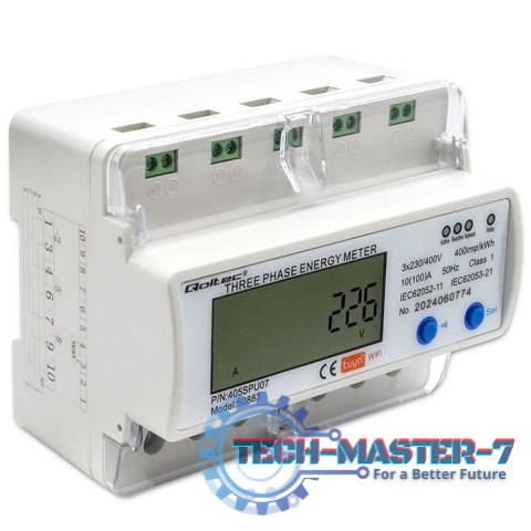 Trójfazowy elektroniczny licznik | miernik zużycia energii na szynę DIN | 400V | LCD | Wi-Fi Trójfazowy elektroniczny licznik | miernik zużycia energii na szynę DIN | 400V | LCD | Wi-Fi