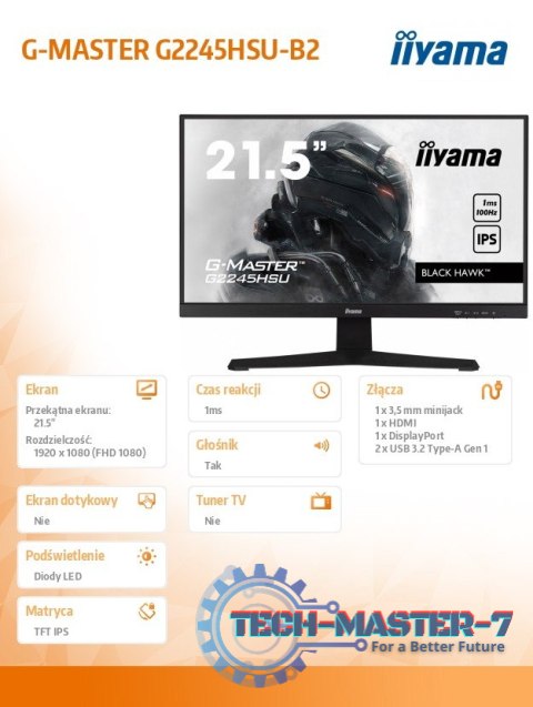Monitor 22 cale G2245HSU-B2 IPS,FHD,100Hz,1ms,2xUSB,300cd Monitor 22 cale G2245HSU-B2 IPS,FHD,100Hz,1ms,2xUSB,300cd