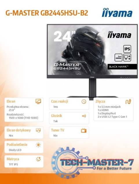 Monitor 23,8 cala GB2445HSU-B2 IPS,FHD,100Hz,1ms,2xUSB,300cd Monitor 23,8 cala GB2445HSU-B2 IPS,FHD,100Hz,1ms,2xUSB,300cd